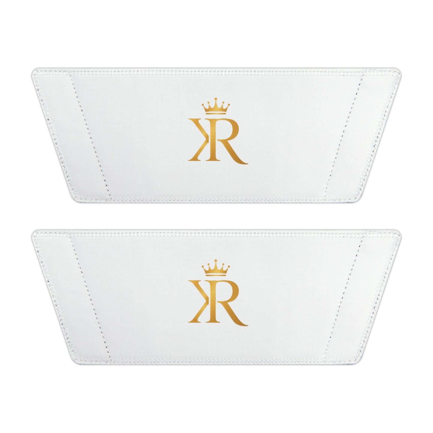 Youth Slide Sandals - White Removable-Strap Slides with Gold Monogram
