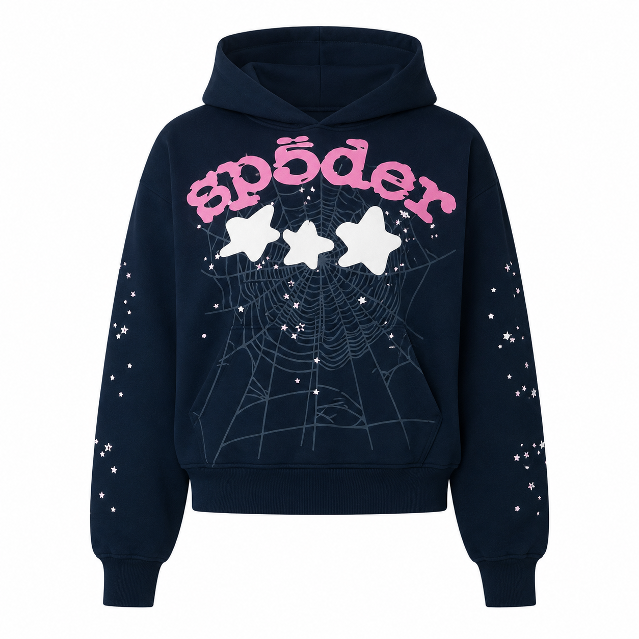Sp5der Graphic Hoodie & Sweatpants Set – Navy Blue