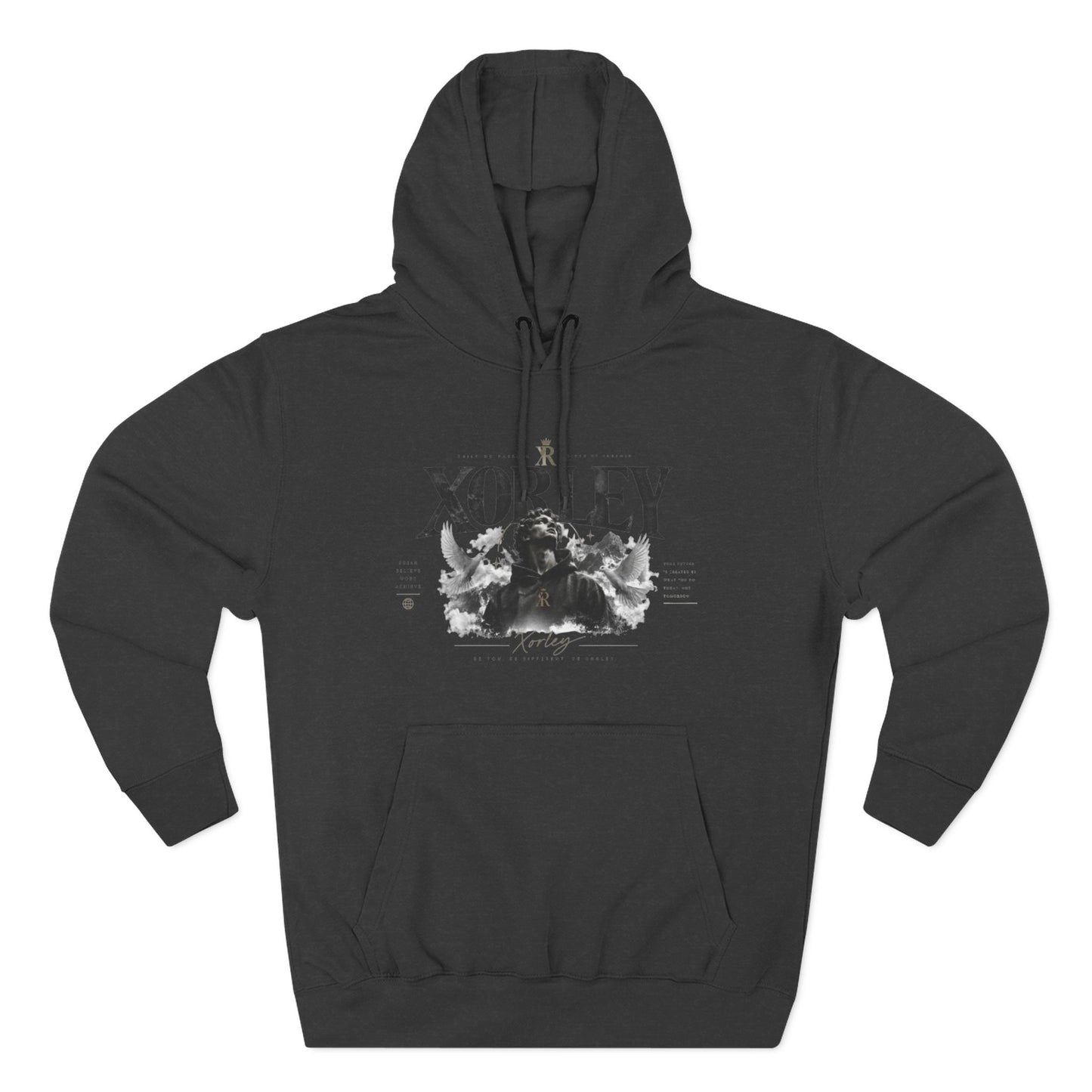 XORLEY Black Ink Smoke Hoodie — Graphic Pullover Fleece Sweatshirt