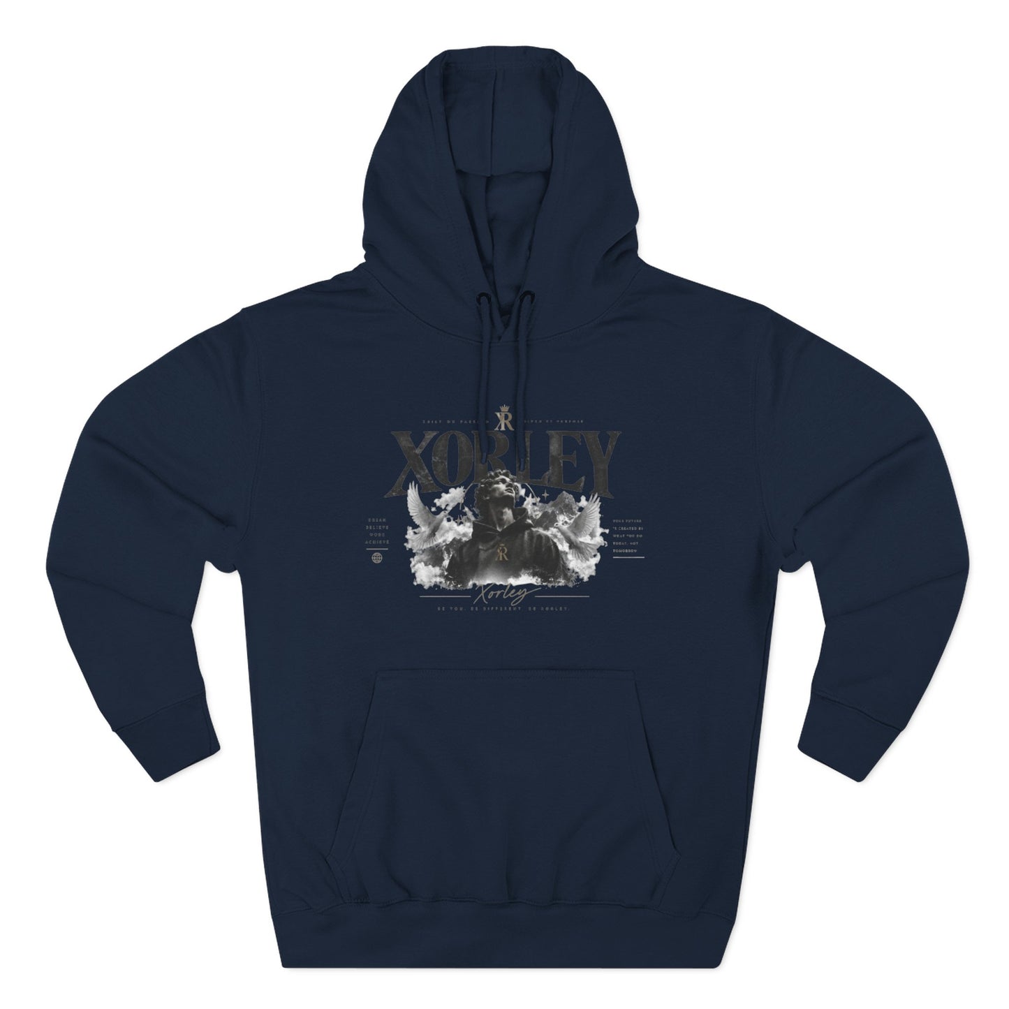 XORLEY Black Ink Smoke Hoodie — Graphic Pullover Fleece Sweatshirt