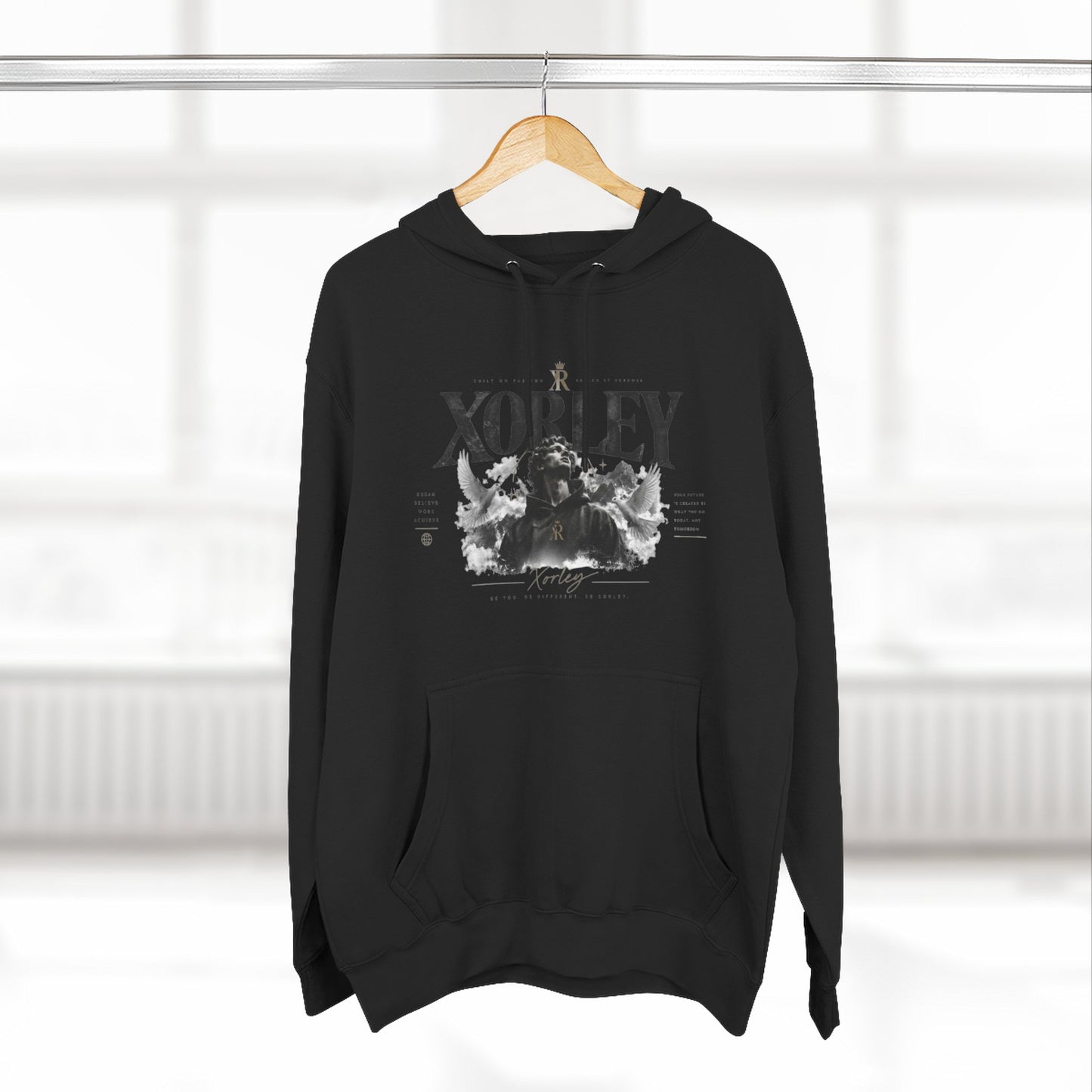 XORLEY Black Ink Smoke Hoodie — Graphic Pullover Fleece Sweatshirt