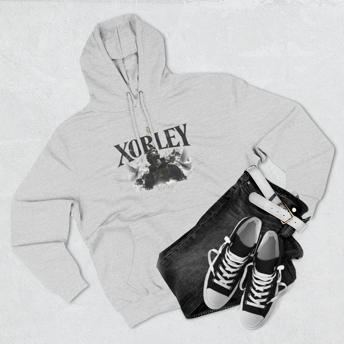 XORLEY Black Ink Smoke Hoodie — Graphic Pullover Fleece Sweatshirt