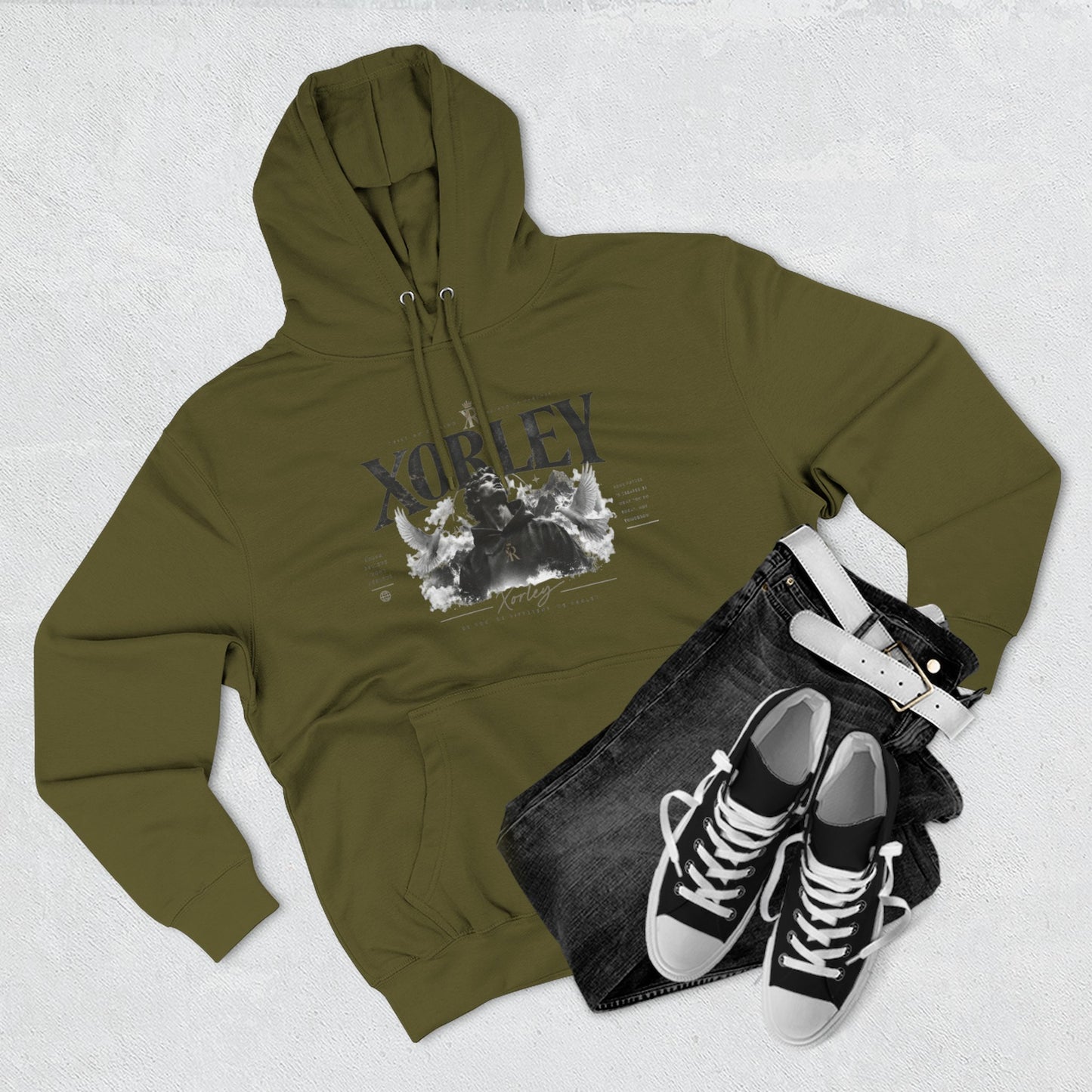 XORLEY Black Ink Smoke Hoodie — Graphic Pullover Fleece Sweatshirt