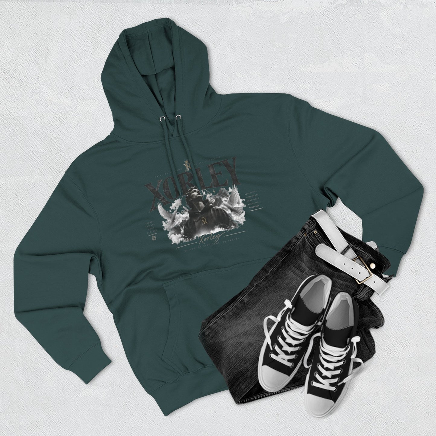 XORLEY Black Ink Smoke Hoodie — Graphic Pullover Fleece Sweatshirt