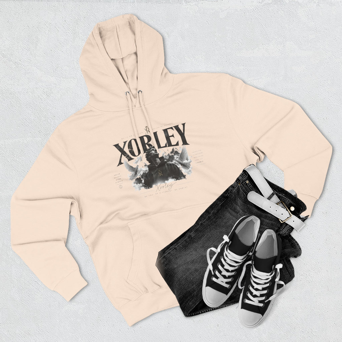 XORLEY Black Ink Smoke Hoodie — Graphic Pullover Fleece Sweatshirt