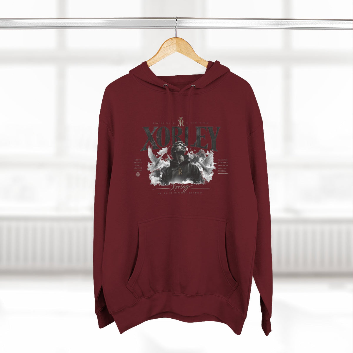 XORLEY Black Ink Smoke Hoodie — Graphic Pullover Fleece Sweatshirt