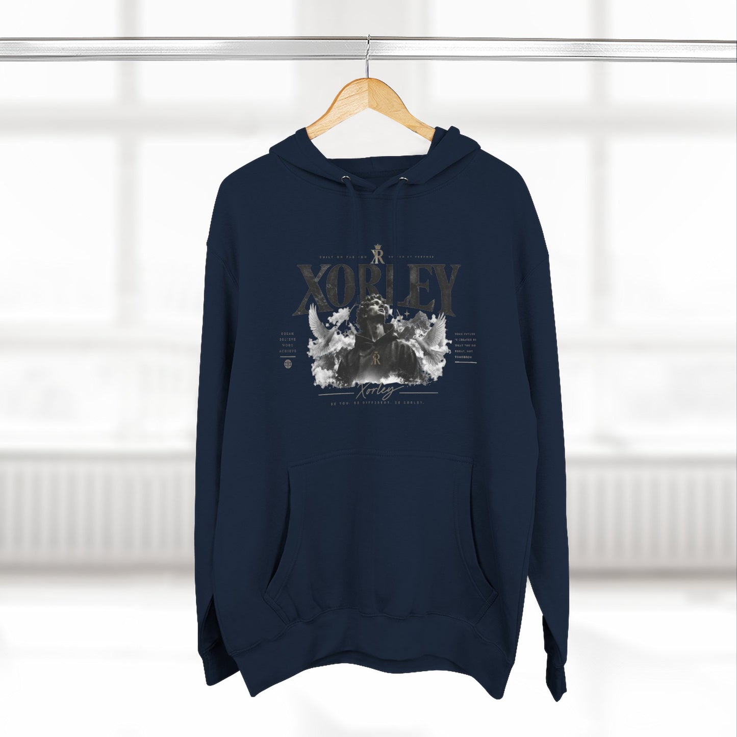 XORLEY Black Ink Smoke Hoodie — Graphic Pullover Fleece Sweatshirt