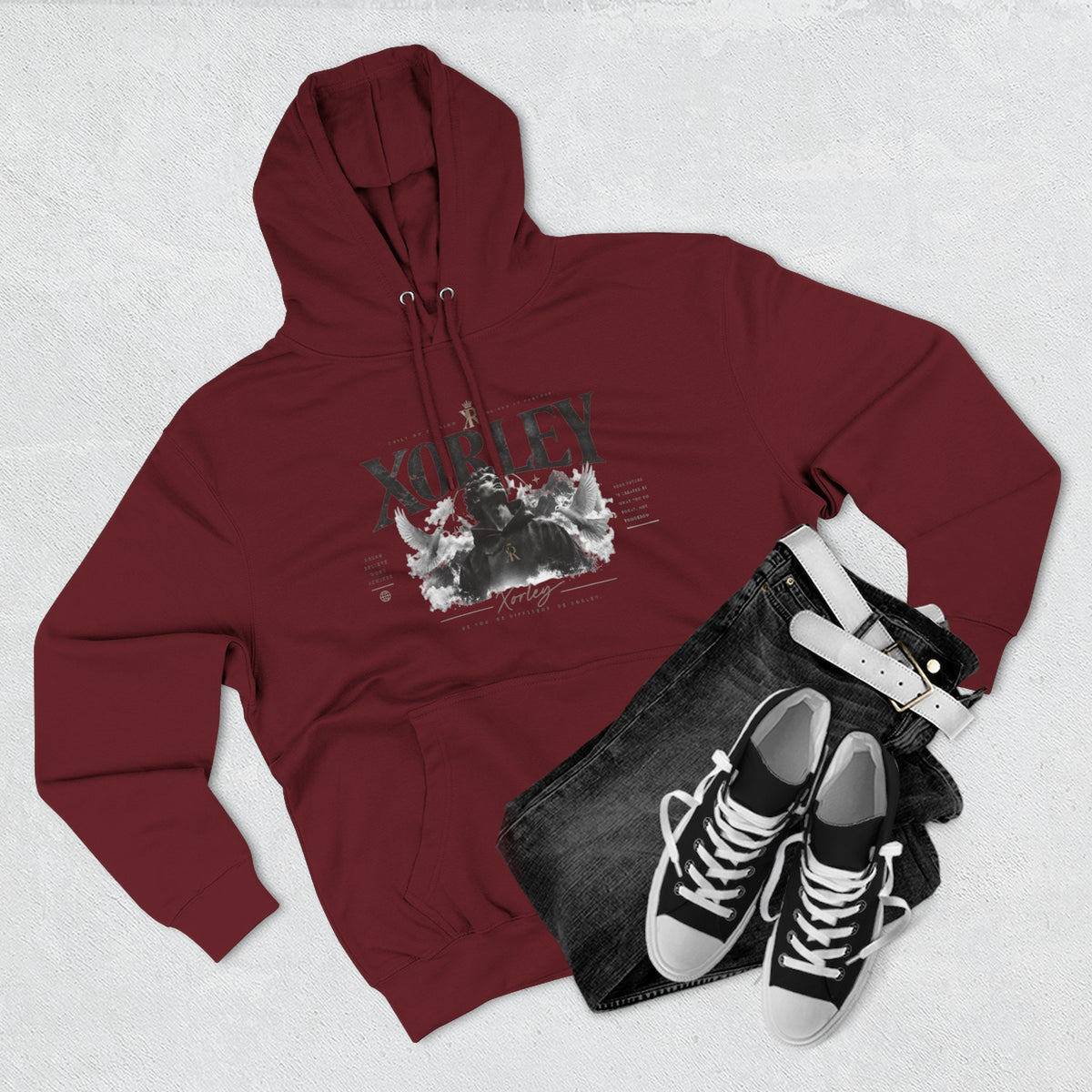 XORLEY Black Ink Smoke Hoodie — Graphic Pullover Fleece Sweatshirt