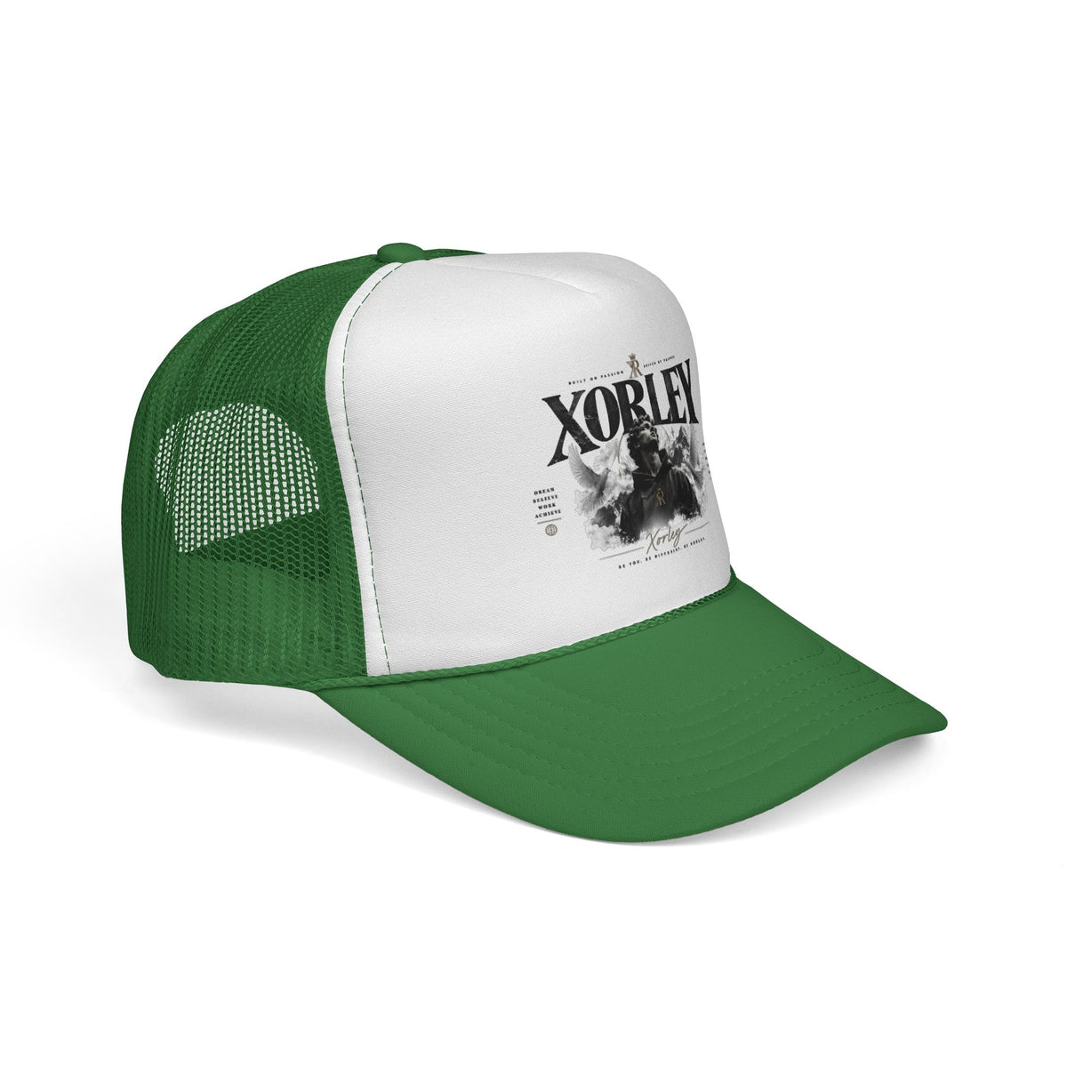 Xorley Graphic Trucker Hat — Vintage Monochrome Logo Cap for Streetwear & Festivals