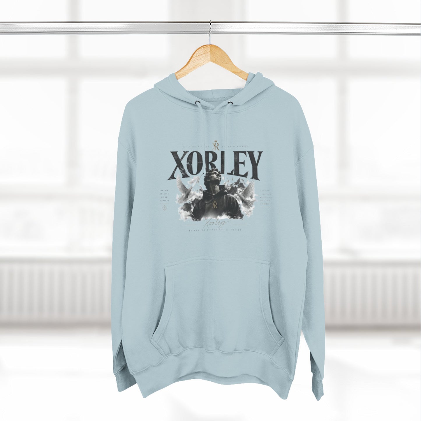 XORLEY Black Ink Smoke Hoodie — Graphic Pullover Fleece Sweatshirt