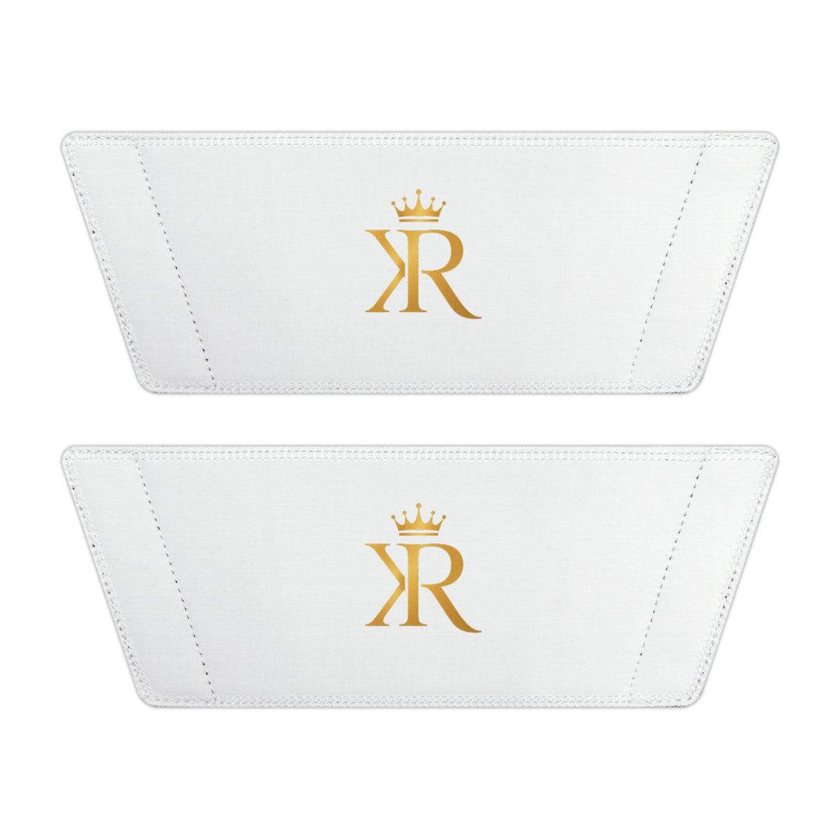 Youth Slide Sandals - White Removable-Strap Slides with Gold Monogram