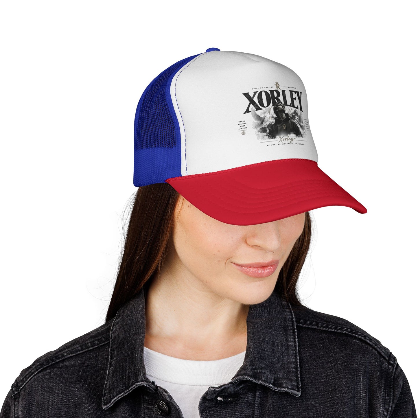Xorley Graphic Trucker Hat — Vintage Monochrome Logo Cap for Streetwear & Festivals