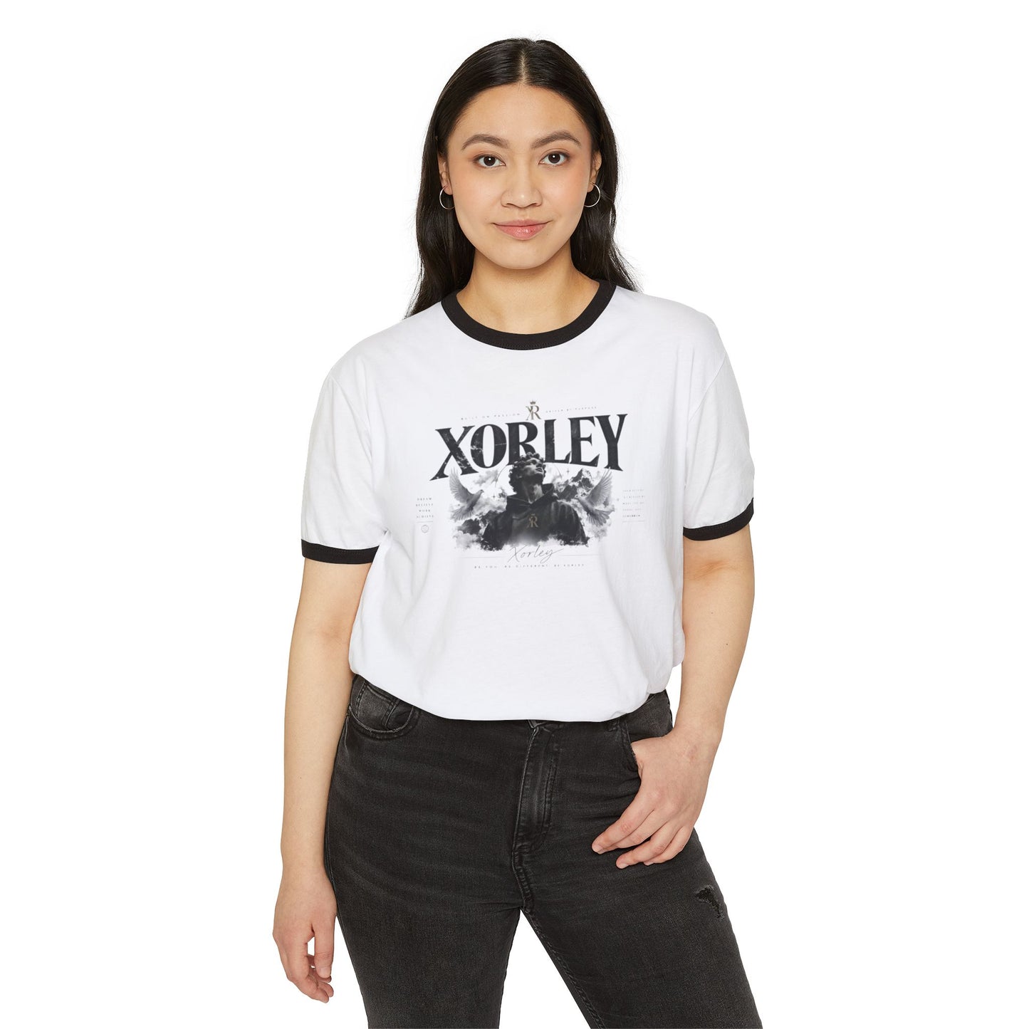 Xorley Vintage Ringer T‑Shirt — Gothic Skull Art Band Tee