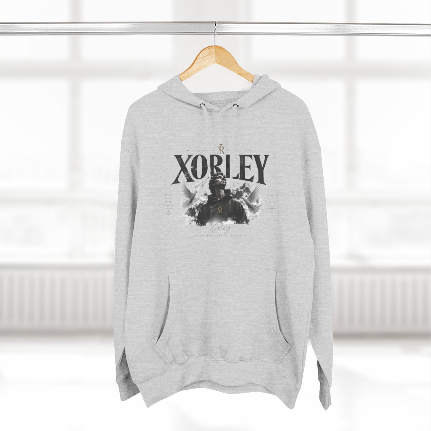 XORLEY Black Ink Smoke Hoodie — Graphic Pullover Fleece Sweatshirt