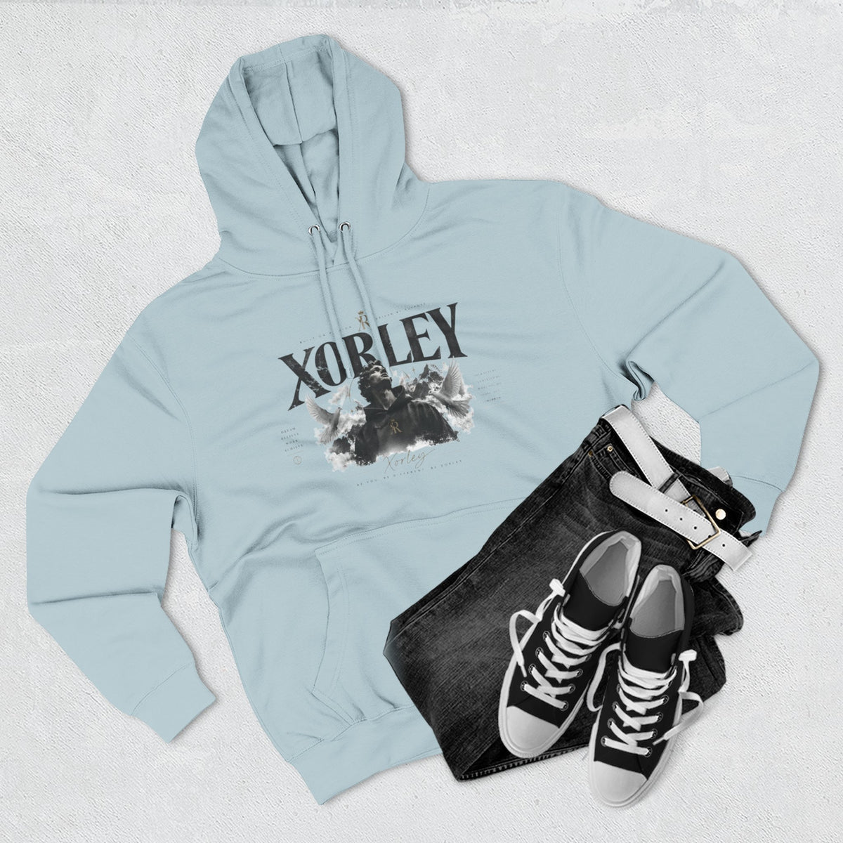 XORLEY Black Ink Smoke Hoodie — Graphic Pullover Fleece Sweatshirt