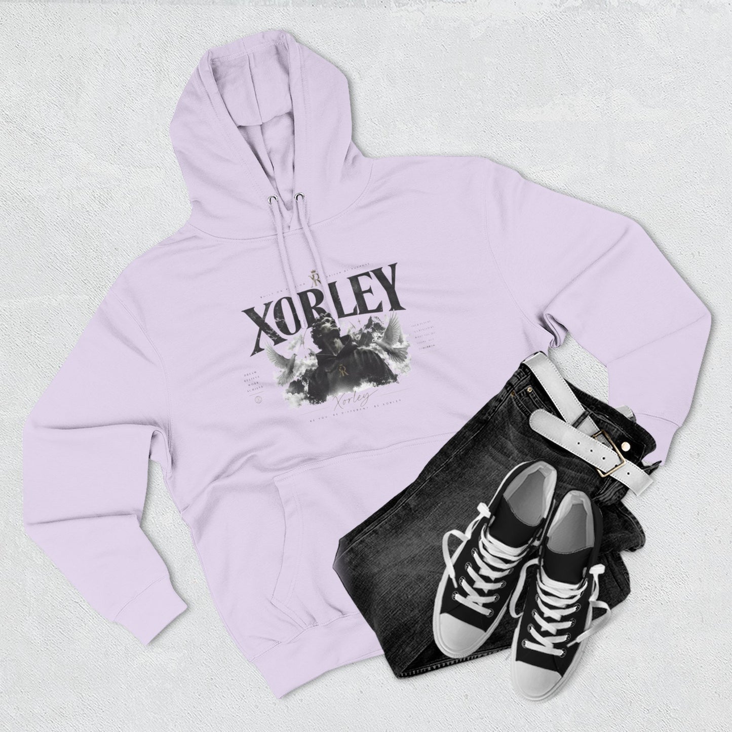 XORLEY Black Ink Smoke Hoodie — Graphic Pullover Fleece Sweatshirt