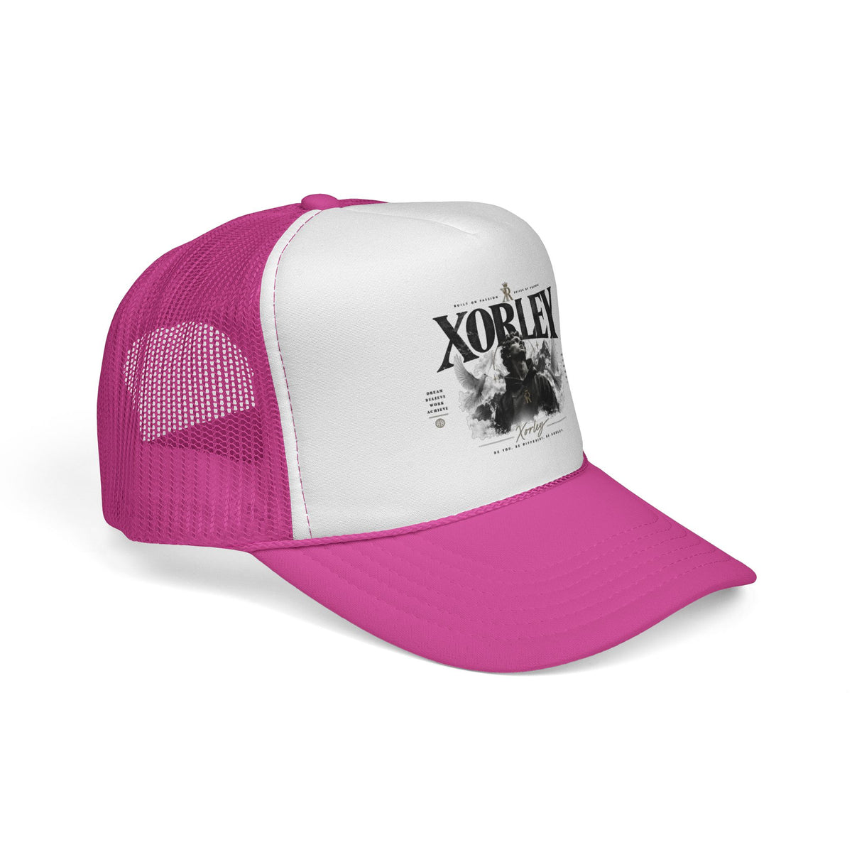 Xorley Graphic Trucker Hat — Vintage Monochrome Logo Cap for Streetwear & Festivals