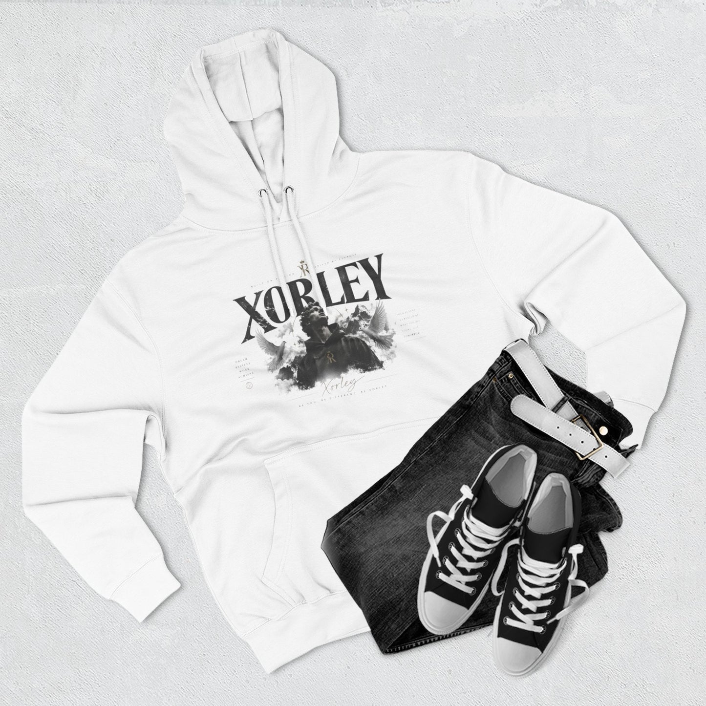 XORLEY Black Ink Smoke Hoodie — Graphic Pullover Fleece Sweatshirt