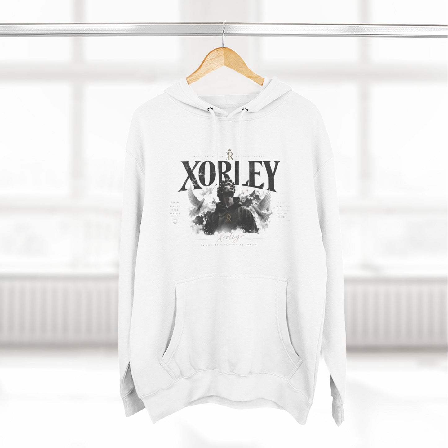 XORLEY Black Ink Smoke Hoodie — Graphic Pullover Fleece Sweatshirt