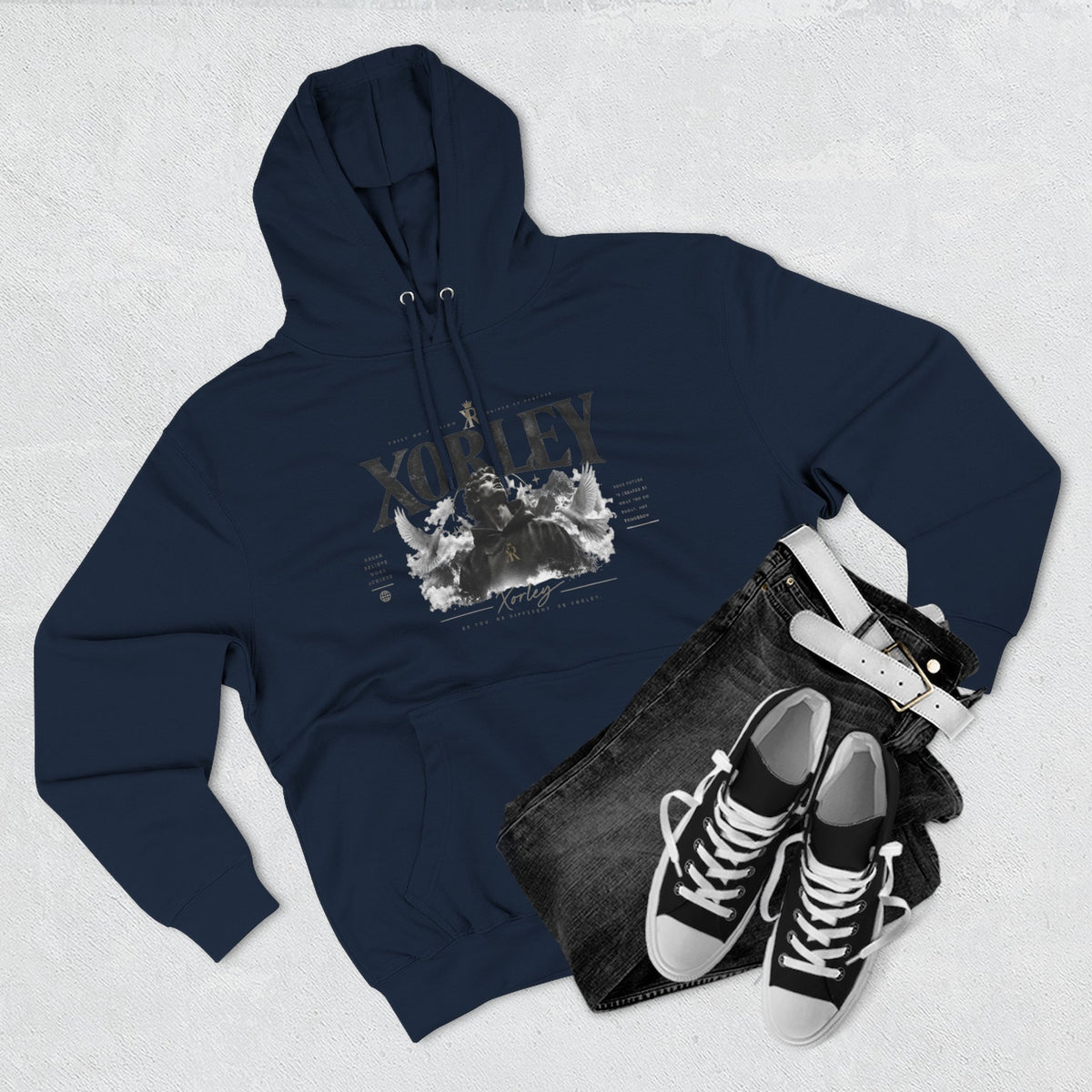 XORLEY Black Ink Smoke Hoodie — Graphic Pullover Fleece Sweatshirt