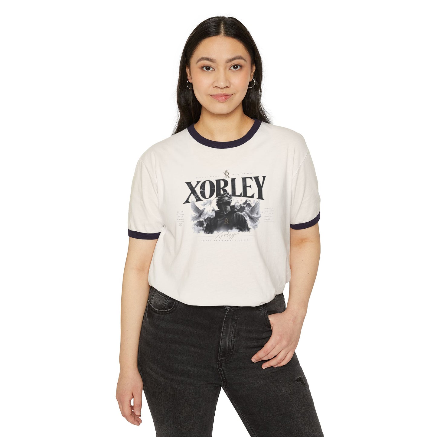 Xorley Vintage Ringer T‑Shirt — Gothic Skull Art Band Tee