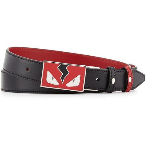 Fendi Monster Leather Belt – Black & Red