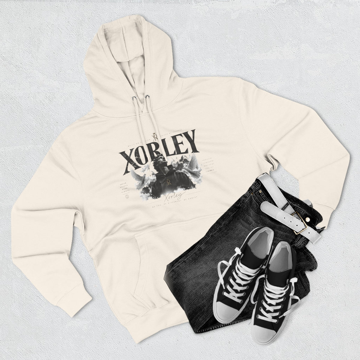 XORLEY Black Ink Smoke Hoodie — Graphic Pullover Fleece Sweatshirt