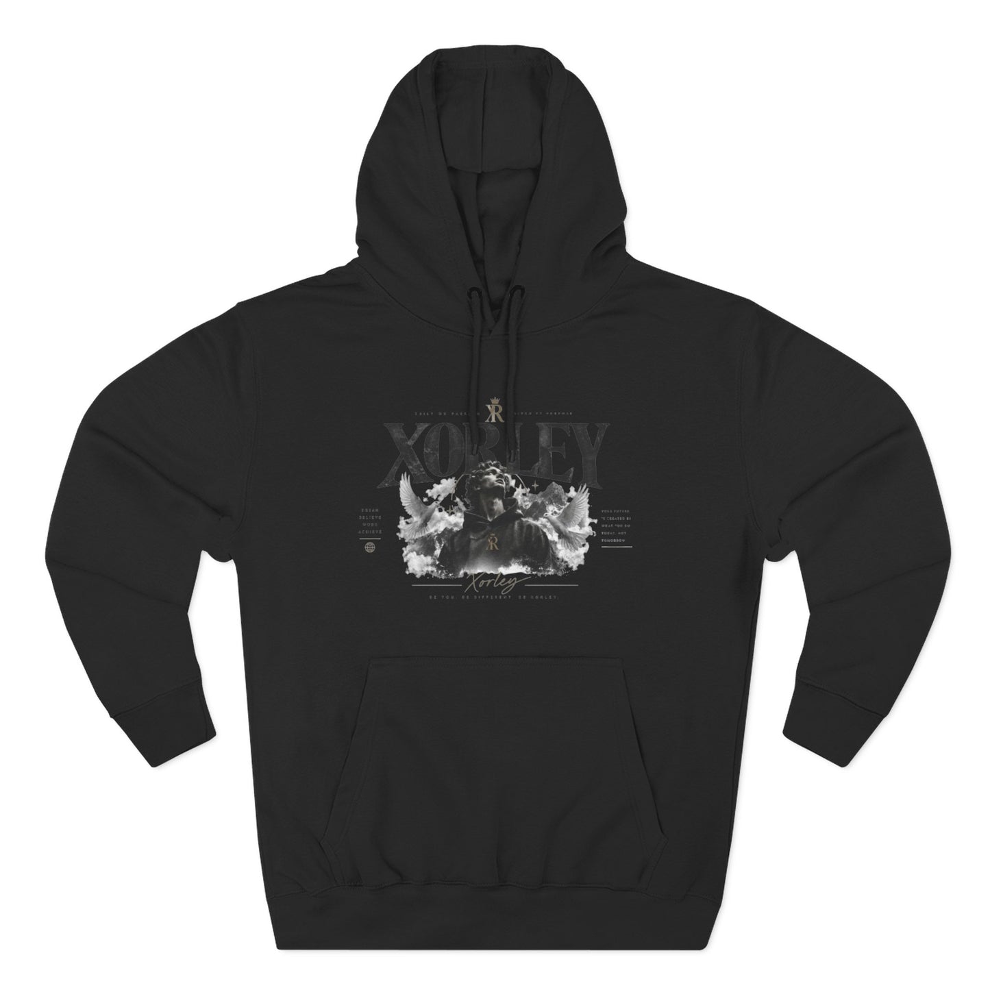 XORLEY Black Ink Smoke Hoodie — Graphic Pullover Fleece Sweatshirt