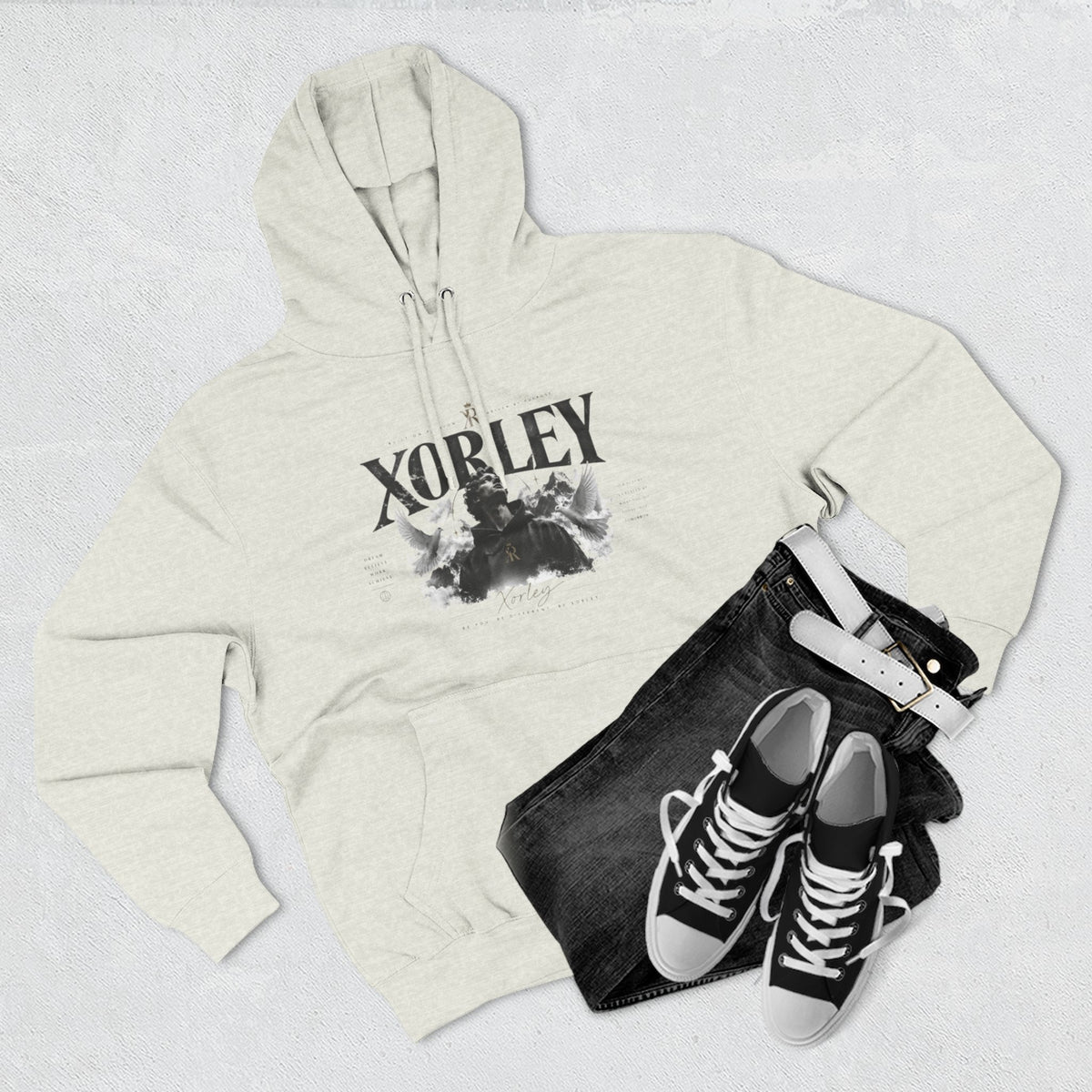 XORLEY Black Ink Smoke Hoodie — Graphic Pullover Fleece Sweatshirt