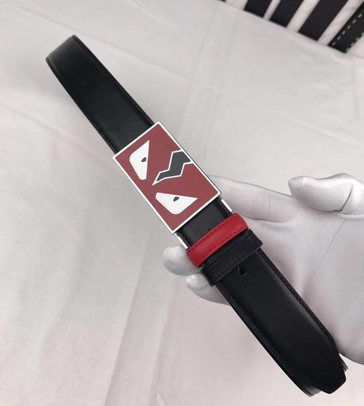 Fendi Monster Leather Belt – Black & Red