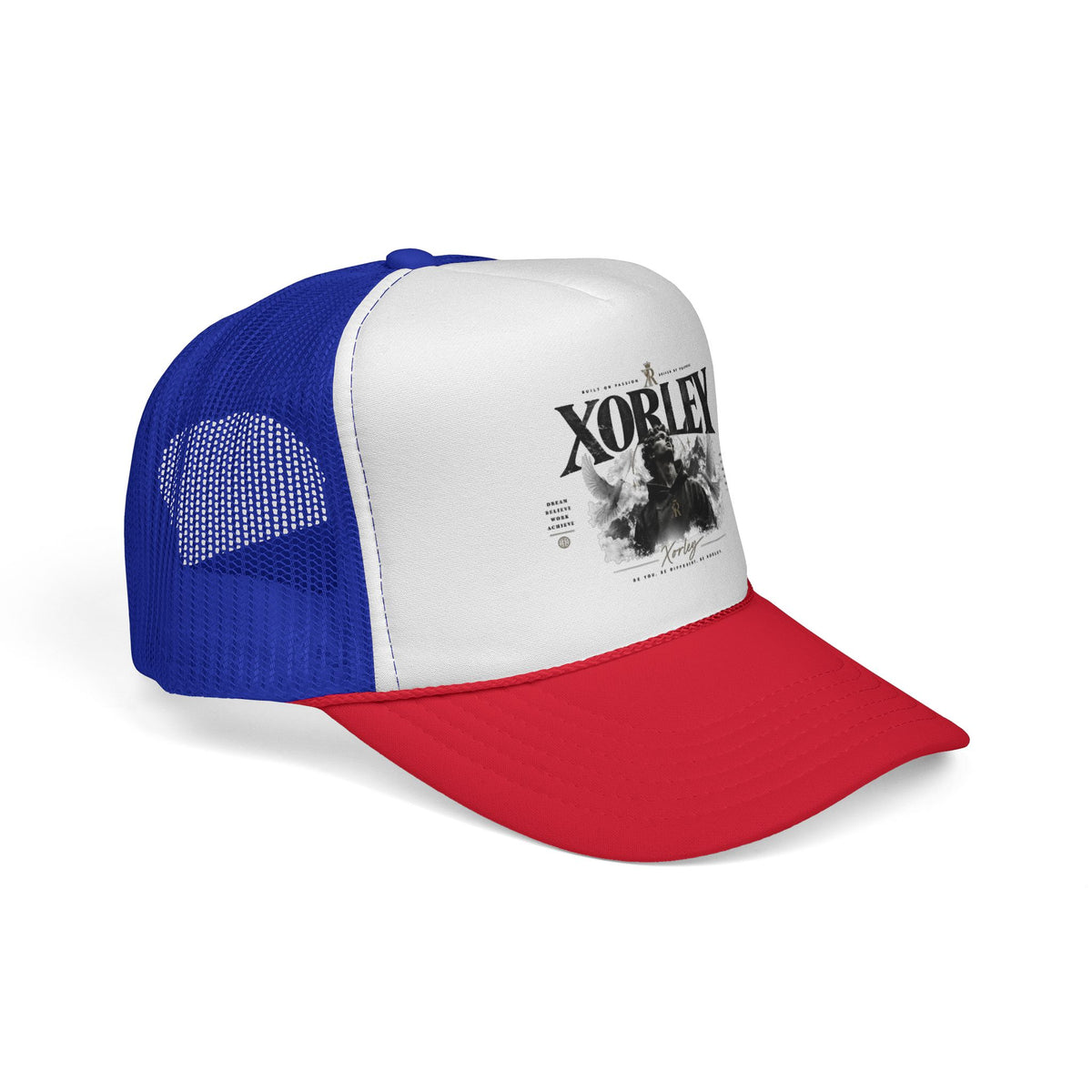 Xorley Graphic Trucker Hat — Vintage Monochrome Logo Cap for Streetwear & Festivals