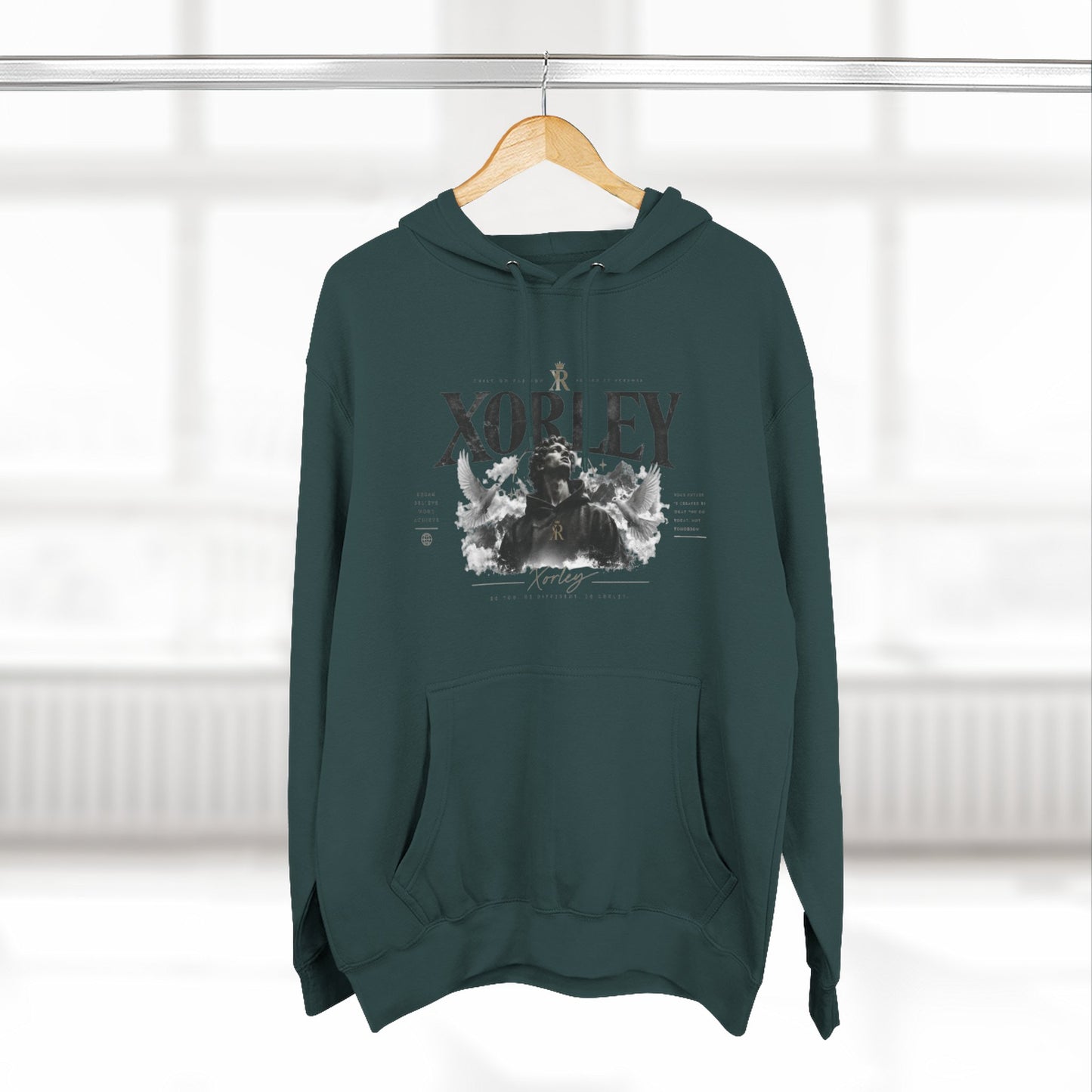 XORLEY Black Ink Smoke Hoodie — Graphic Pullover Fleece Sweatshirt