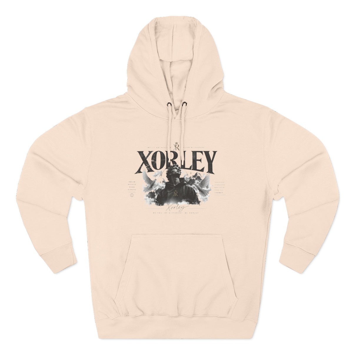 XORLEY Black Ink Smoke Hoodie — Graphic Pullover Fleece Sweatshirt