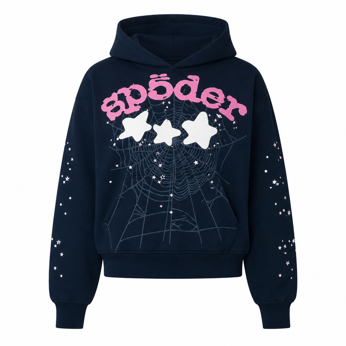 Sp5der Graphic Hoodie & Sweatpants Set – Navy Blue
