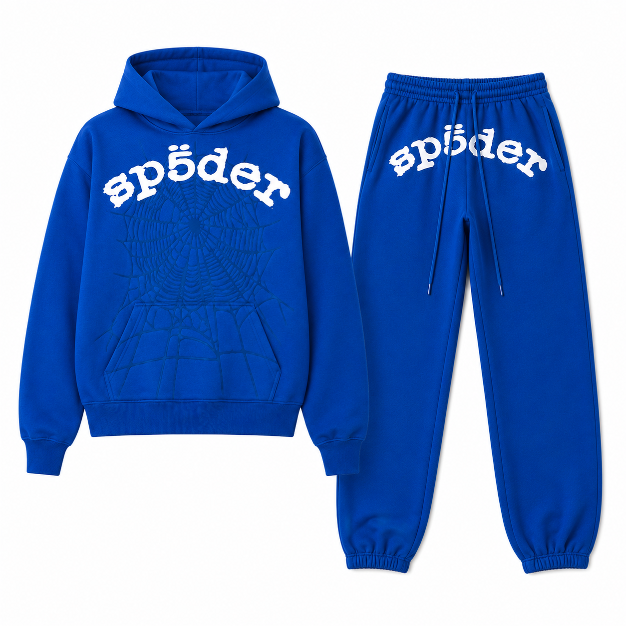 Sp5der Royal Blue Hoodie & Sweatpants Set – Premium Streetwear Tracksuit