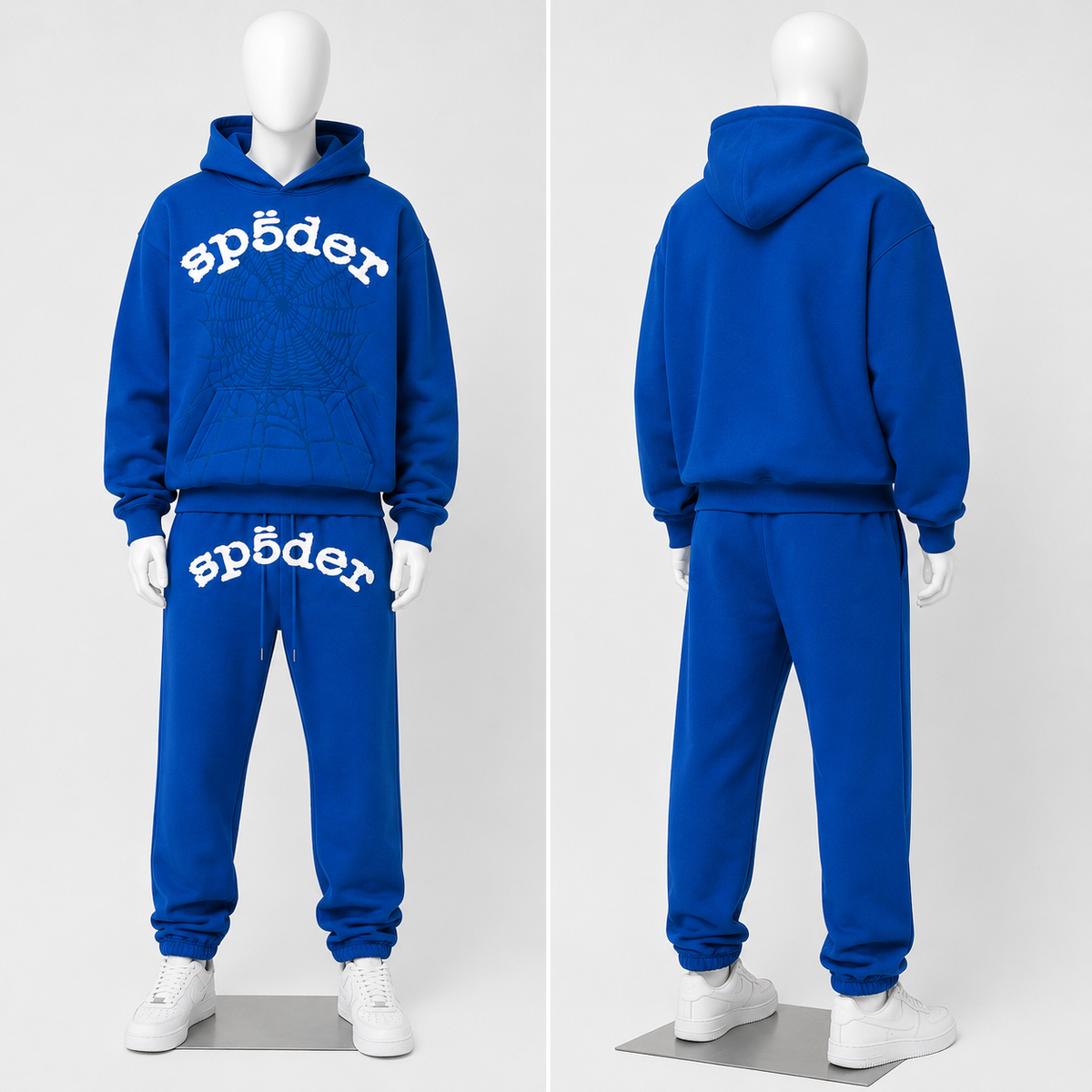 Sp5der Royal Blue Hoodie & Sweatpants Set – Premium Streetwear Tracksuit