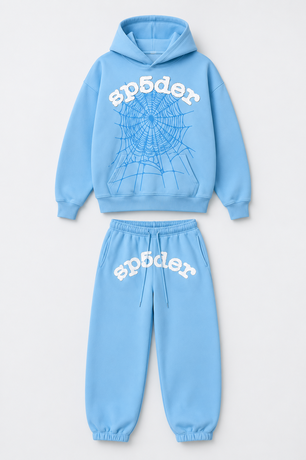 Sp5der Sky Blue Hoodie & Sweatpants Set