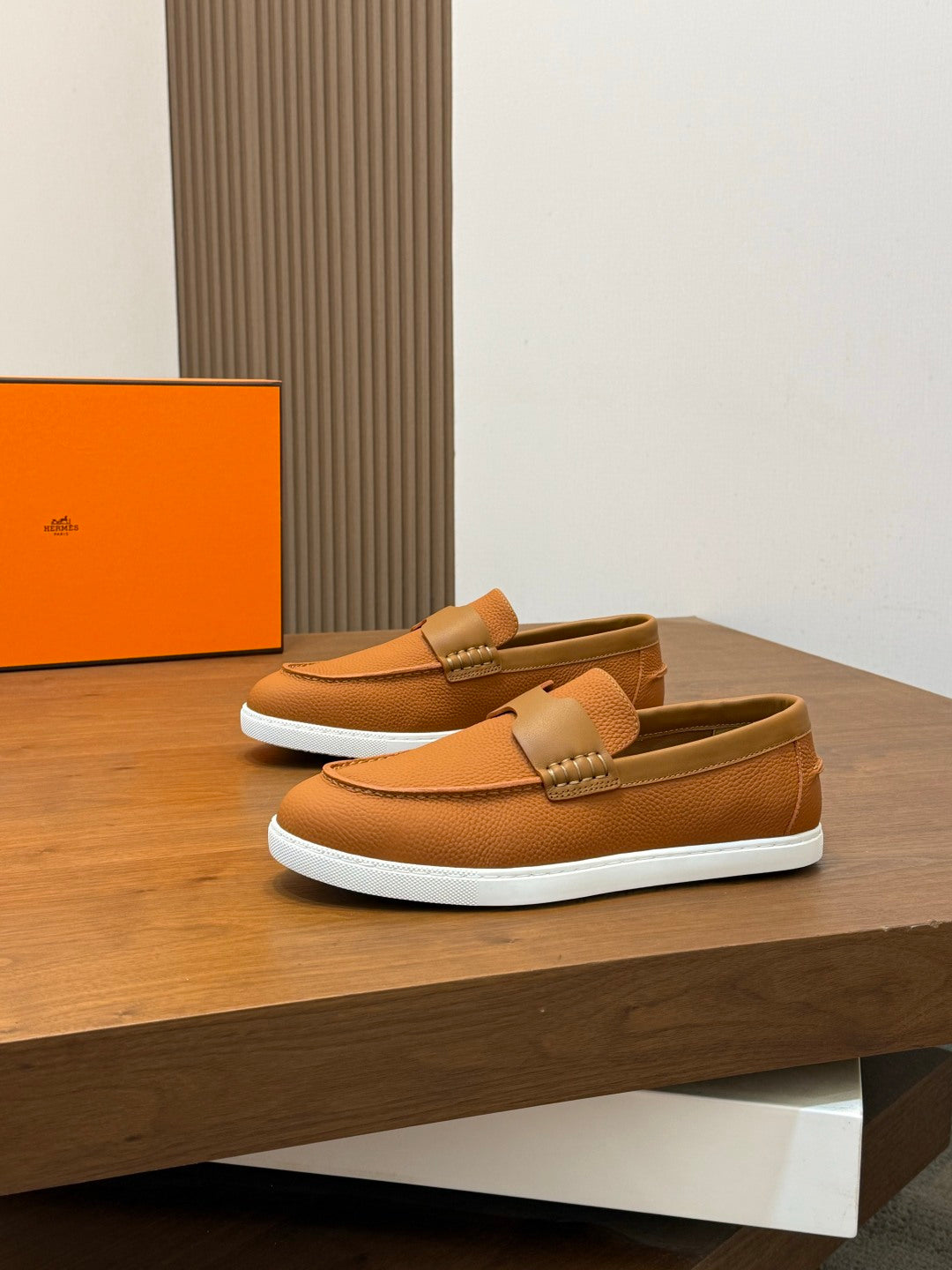 Hermès Leather Slip-On Loafers – Brown